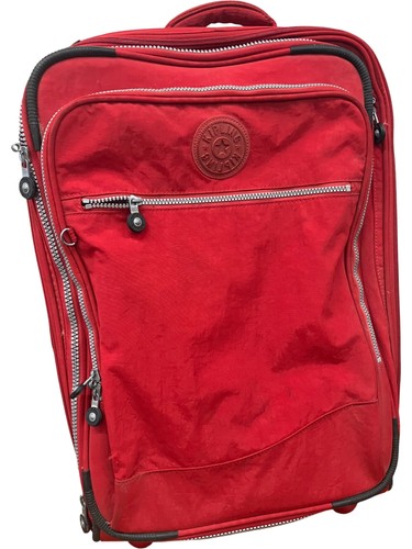 Kipling red wheeled backpack - red,